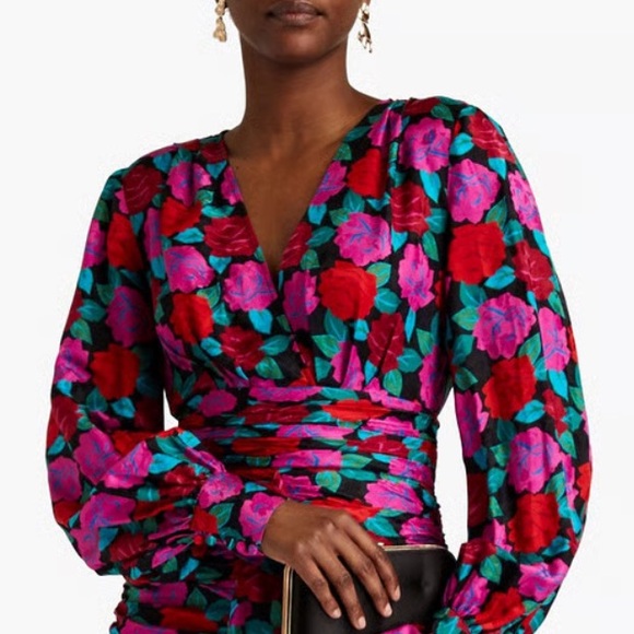 WOMEN’S RONNY KOBO CARISSA LONG SLEEVE ROSES BLOUSE SIZE LARGE - Picture 3 of 11